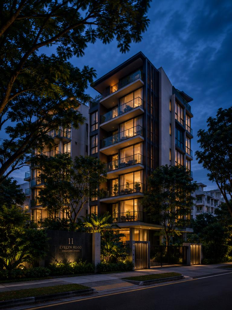 District 11 residential development in the evening
