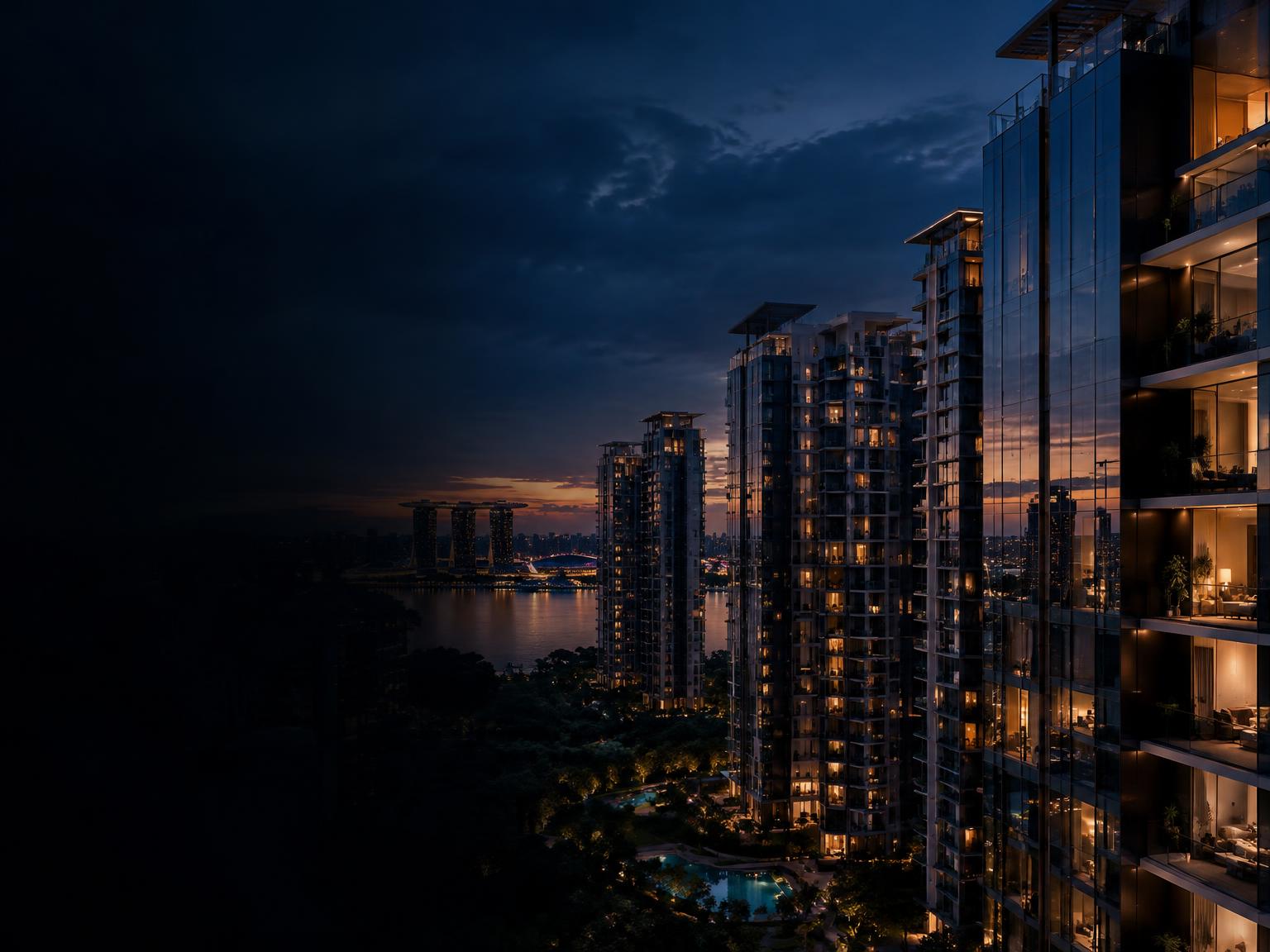 Singapore skyline and luxury residences at twilight